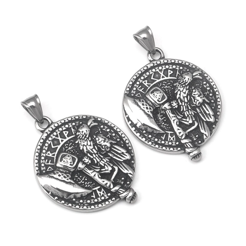 Vintage Viking Raaf Bijl Hanger Ketting Roestvrij Staal Noords Runen Symbool Thor Hamer Mannen Retro Punk Sieraden Cadeau