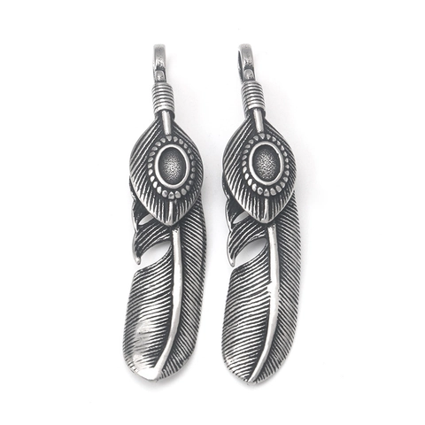 Vintage Roestvrij Staal Veer Hanger Halsketting Voor Heren Dames Retro Indiase Stijl Geoxideerd Zilveren Sieraden Cadeau