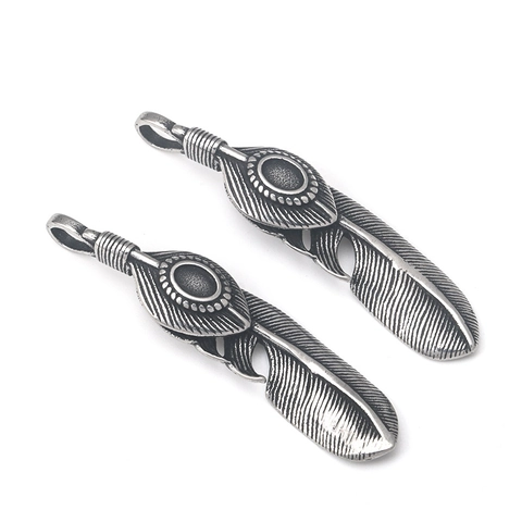 Vintage Roestvrij Staal Veer Hanger Halsketting Voor Heren Dames Retro Indiase Stijl Geoxideerd Zilveren Sieraden Cadeau