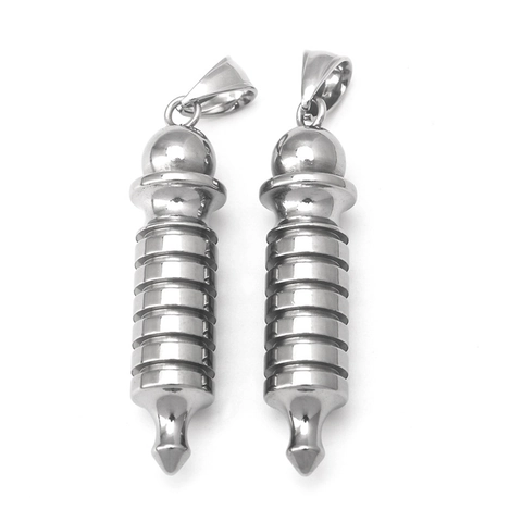Roestvrijstalen Spiraalvormige Cilindrische Hanger Ketting Voor Mannen Punk Industriële Stijl Zilveren Sieraden Accessoire
