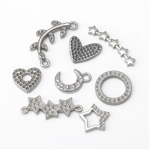 Dijes Colgantes de Acero Inoxidable Estrella Luna Corazón Redondo DIY Accesorios de Strass para Hacer Collares Pulseras