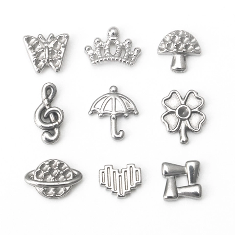 Stainless Steel DIY Jewelry Charms Small Pendants Crown Music Note Umbrella Heart Butterfly For Necklace Bracelet Making