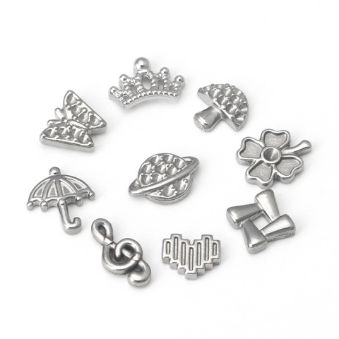 Stainless Steel DIY Jewelry Charms Small Pendants Crown Music Note Umbrella Heart Butterfly For Necklace Bracelet Making