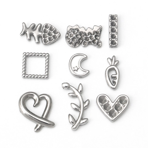 Stainless Steel Moon Carrot Heart Fish Bone Pendant For DIY Jewelry Making Necklace Bracelet Handmade Accessories Casting Rhinestone