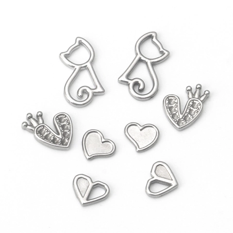 Pendentifs en Acier Inoxydable Forme de Chat et Cœur Avec Strass pour Fabrication de Bijoux DIY Matériaux pour Boucles d'Oreilles Colliers Bracelets
