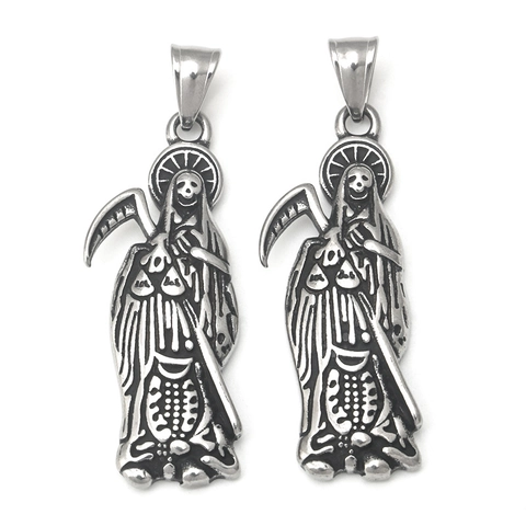 Βίντατζ Ανοξείδωτο Ατσάλι Χάρος Santa Muerte Μενταγιόν Κολιέ για Άνδρες Γυναίκες Γοτθικό Πανκ Κοσμήματα Αξεσουάρ