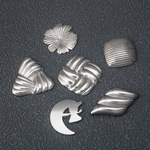 Colgantes Geométricos de Acero Inoxidable para Joyería Bricolaje Pendientes Accesorio Plata Floral Cuadrado Colgantes de Textura