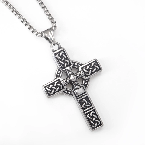 Vintage Stainless Steel Celtic Cross Pendant Necklace For Men Women Punk Hip Hop Streetwear Celtic Knot Jewelry Gift