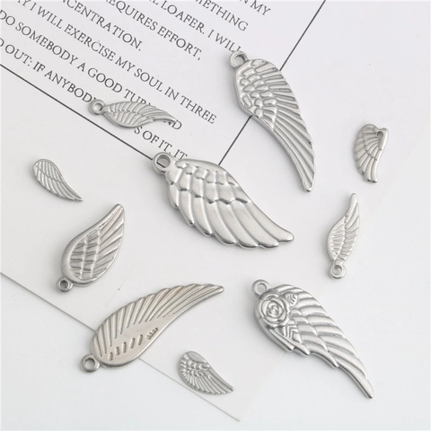 Roestvrij Staal Engel Vleugel Veer Hangers Met Roos Bloem Voor DIY Sieraden Maken Kettingen Armbanden Accessoire