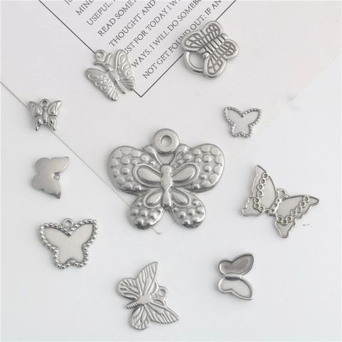 Ciondolo a Farfalla in Acciaio Inossidabile Per Collana Fai-da-te Braccialetto Charms in Metallo Per Accessori Gioielli