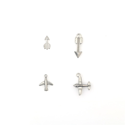 Stainless Steel Airplane Dagger Heart Star Pendants DIY Jewelry Making Punk Hip Hop Silver Charms For Necklace Bracelet