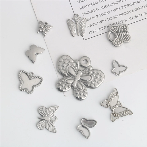 Ciondolo a Farfalla in Acciaio Inossidabile Per Collana Fai-da-te Braccialetto Charms in Metallo Per Accessori Gioielli