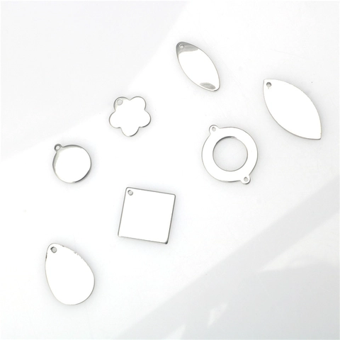 Stainless Steel Geometric Pendants Mirror Polished Round Water Drop Rhombus Shapes For DIY Necklace Bracelet Jewelry Making