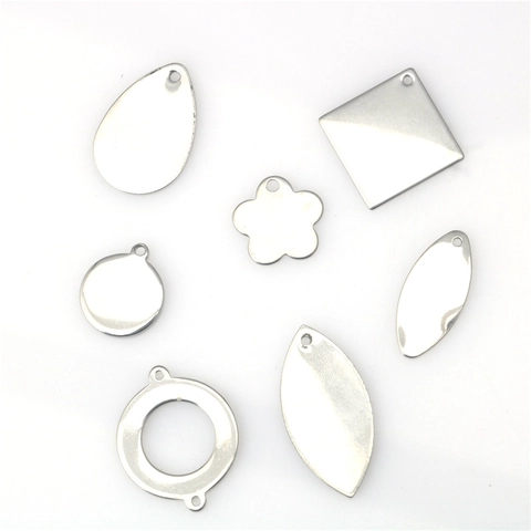 Stainless Steel Geometric Pendants Mirror Polished Round Water Drop Rhombus Shapes For DIY Necklace Bracelet Jewelry Making