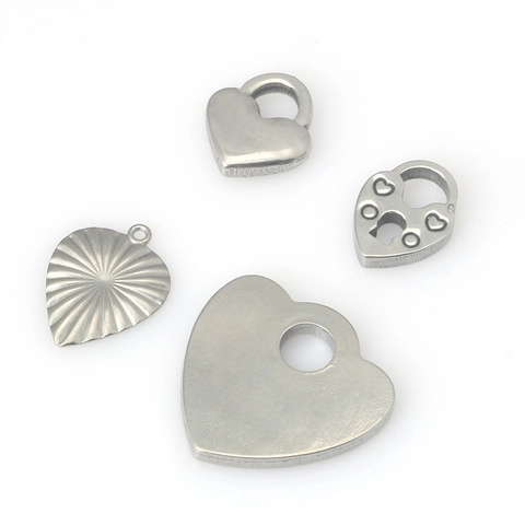 Stainless Steel Heart Shaped Pendant Lock DIY Accessories For Jewelry Making Necklace Bracelet Silver Heart Charm