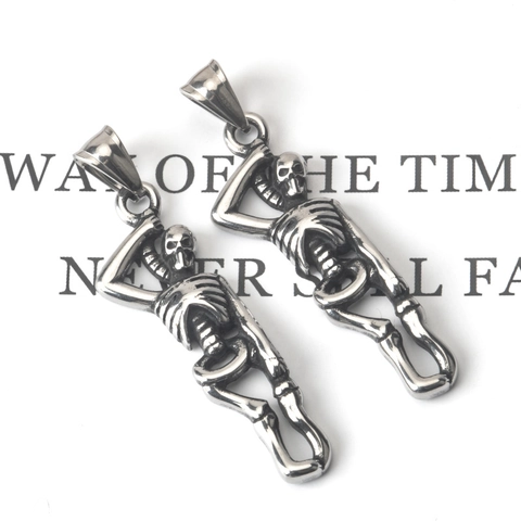 Collana con Ciondolo a Forma di Scheletro in Acciaio Inossidabile Vintage per Uomo Donna Gioielli in Stile Gothic Punk