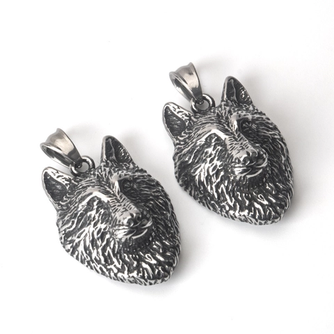 Vintage Wolfskopf Anhänger Halskette Edelstahl Retro Punk Hip Hop Tier Schmuck Für Herren Jungen Geschenk