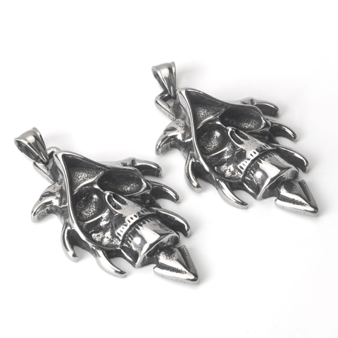 Gothische Roestvrijstalen Schedel Met Capuchon Hanger Ketting Voor Mannen Vintage Punk Geestmasker Magere Hein Sieraden Hip Hop Accessoires Cadeau