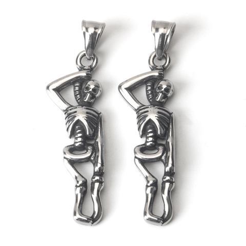 Collana con Ciondolo a Forma di Scheletro in Acciaio Inossidabile Vintage per Uomo Donna Gioielli in Stile Gothic Punk
