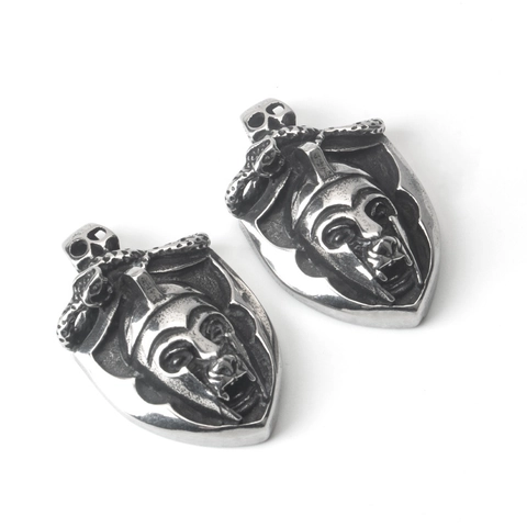 Vintage Stainless Steel Pharaoh Skull Snake Shield Pendant Necklace For Men Women Punk Gothic Rock Hip Hop Jewelry Gift