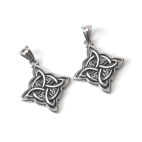 Stainless Steel Celtic Knot Witch Knot Pendant Necklace Retro Punk Hip Hop Vintage Silver Tone Amulet Jewelry For Men Women