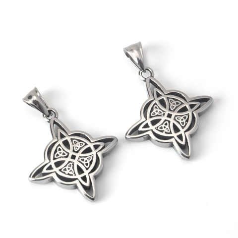 Vintage Stainless Steel Celtic Knot Witch Knot Pendant Necklace Men Women Gothic Rock Punk Irish Symbol Geometric Jewelry
