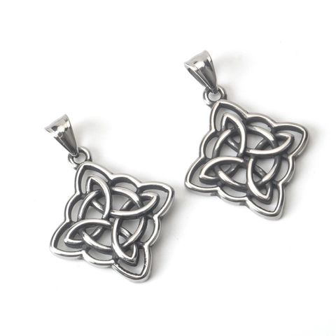 Vintage Edelstahl Keltischer Knoten Anhänger Halskette Oxidiert Punk Hip Hop Schmuck Geschenk Für Herren Damen Silber Kette