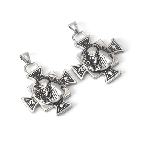 Stainless Steel St Benedict Cross Pendant Necklace Vintage Religious Medal For Men Women Hip Hop Rock Jewelry Gift