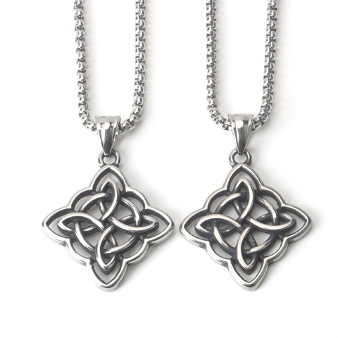 Vintage Edelstahl Keltischer Knoten Anhänger Halskette Oxidiert Punk Hip Hop Schmuck Geschenk Für Herren Damen Silber Kette