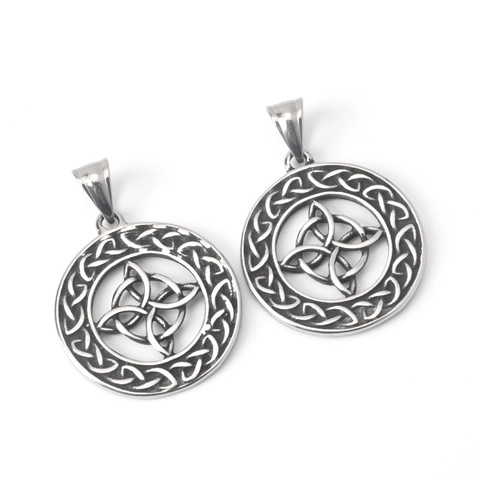 Stainless Steel Celtic Witch's Knot Pendant Necklace Retro Punk Hip Hop Geometric Round Totem Jewelry Gift For Men Women