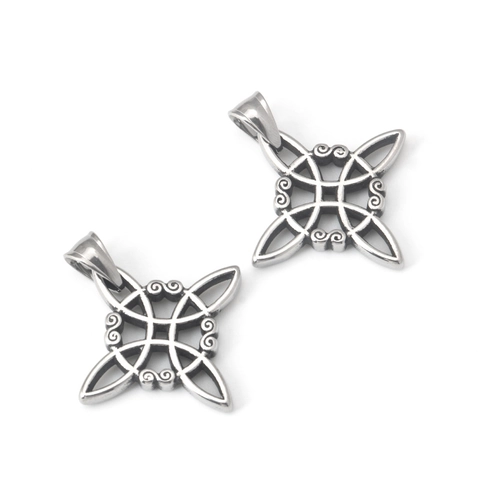 Vintage Edelstahl Hexenknoten Keltischer Anhänger Halskette Hohl Irischer Ethnischer Schmuck Für Herren Und Damen Silberfarbene Halskette
