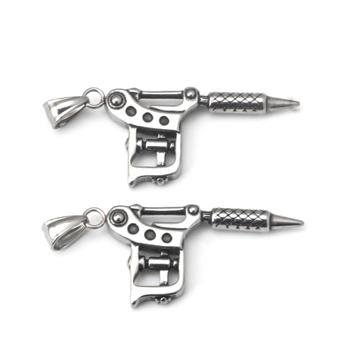 Collana con Pendente a Macchinetta per Tatuaggi in Acciaio Inossidabile Punk per Uomo Donna Hip Hop Retro Stile Industriale Gioielli Argento