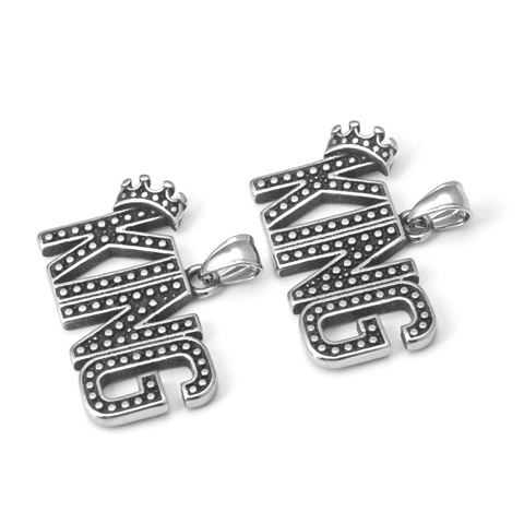 Collana con Pendente a Forma di Corona con Lettera KING Hip Hop in Acciaio Inossidabile Argento Antico Gioielli Punk Rock per Uomo Donna