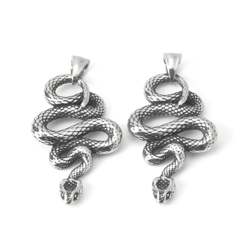Vintage Stainless Steel Snake Pendant Necklace For Men Women Hip Hop Gothic Animal Zodiac Snake Jewelry Street Gift