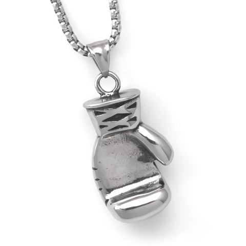 Retro Stainless Steel Boxing Gloves Pendant Necklace For Men Hip Hop Street Fashion Sporty Jewelry Gift