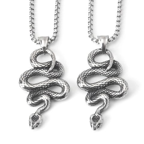 Vintage Stainless Steel Snake Pendant Necklace For Men Women Hip Hop Gothic Animal Zodiac Snake Jewelry Street Gift