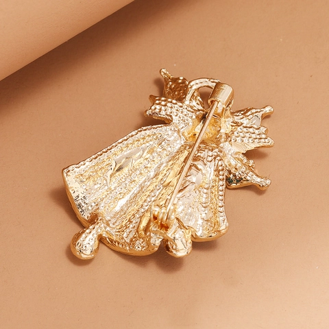 Kerstmis Dubbele Klokken Broche Voor Vrouwen Mode Legering Strass Emaille Hulstblad Vintage Feestelijke Party Sieraden Cadeau