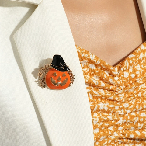 Spilla Zucca con Cappello da Mago per Halloween Vintage in Lega di Smalto a Goccia per Donna Uomo Gioielli Creativi per Feste