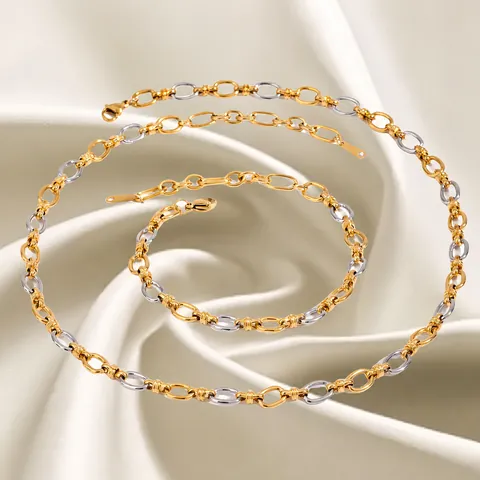 Europese Amerikaanse Mode Roestvrijstalen Ketting Goud Zilver Tweekleurig Ovaal Geometrisch Schakelketting Sleutelbeen Sieraden Dames
