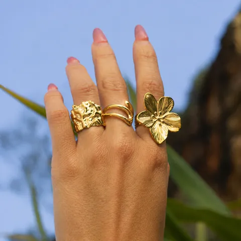 Fashion Stainless Steel Gold Jewelry Collection For Women With Artificial Pearl Rhinestone Flower Starfish Sun Design Waterproof Hypoallergenic Necklace Bracelet Ring Earrings