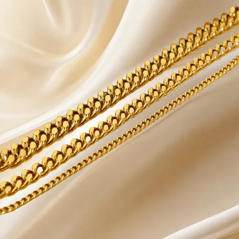 Cavigliera a Maglia Cubana in Acciaio Inossidabile Placcato Oro per Donna Hip Hop Minimalista Regolabile Catena Geometrica Gioielli per Piedi