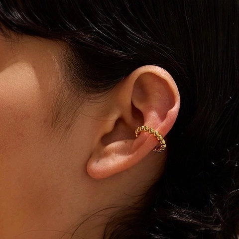 Perlen Ohrmanschette Edelstahl Nicht Durchstochene Geometrische Goldene Ohrringe Mode Pendler Für Frauen