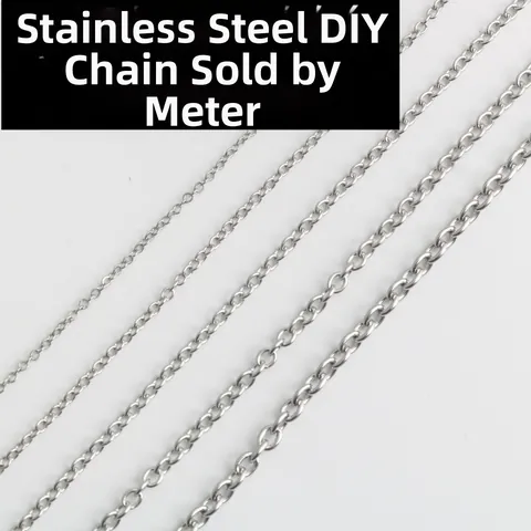 Stainless Steel Link Chain For Jewelry Making DIY Cable O-Chain For Necklace Bracelet DIY Crafts Accessories Silver Tone