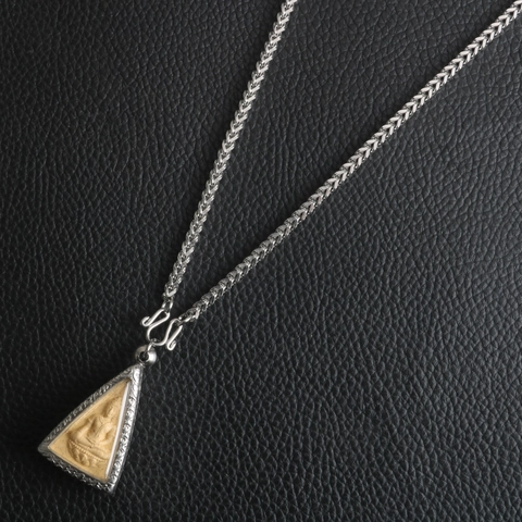 Collana Vintage in Acciaio Inossidabile con Trama a Spiga per Uomo Donna Catena per Ciondolo Amuletto Tailandese Gioielli Religiosi