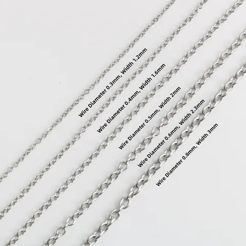 Stainless Steel Link Chain For Jewelry Making DIY Cable O-Chain For Necklace Bracelet DIY Crafts Accessories Silver Tone