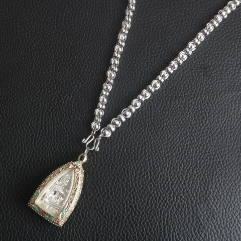 Stainless Steel Round Ball Bead Chain For Thai Amulet Silver Polished Long Necklace Unisex Religious Jewelry No Pendant