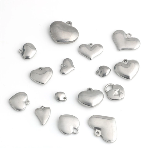 Ciondolo Cuore Solido in Acciaio Inossidabile Accessori Gioielli Fai da Te Punk Hip Hop Ciondoli Cuore Argento per Collana