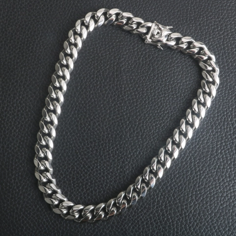 Collana a Catena Hip Hop in Acciaio Inossidabile con Maglia Cubana per Uomo Donna Catena a Maglia Lucida Gioielli alla Moda