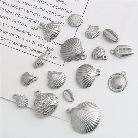Ciondoli a Forma di Conchiglia e Lumaca in Acciaio Inossidabile per Gioielli Fai-da-te Accessori per Collane Bracciali Donna