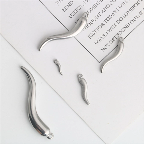 Polished Stainless Steel Italian Horn Pendant Cornicello Charm For DIY Jewelry Making Necklace Bracelet Variety Sizes Unisex Accessory